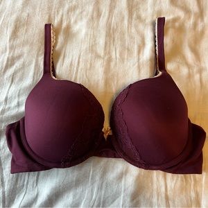Victoria’s Secret Lace Dark Purple Perfect Shape Padded Bra Size 34D